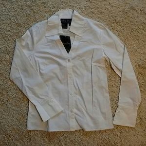 NWT White V neck button down